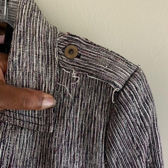 Poleci silver coat jacket size 4 Anthropologie womens silk cotton blend - Picture 14 of 16